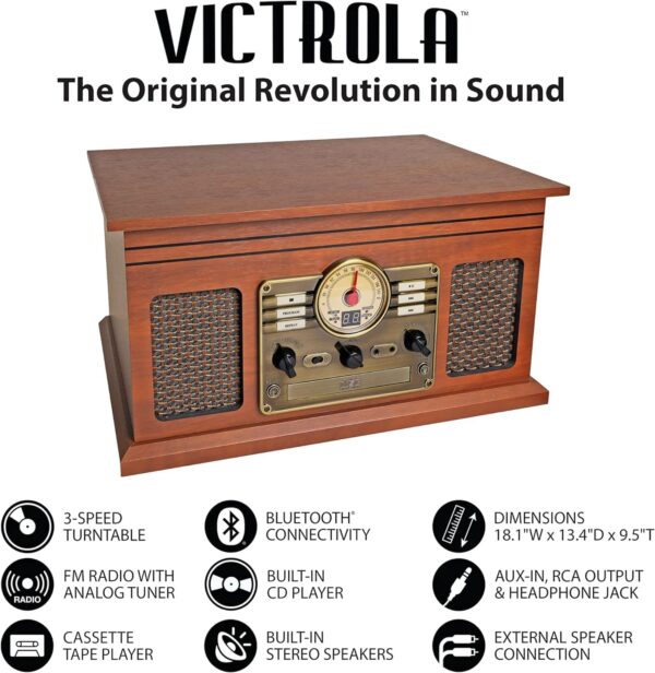 Victrola Nostalgic 6-in-1 Bluetooth Record Player & Multimedia Center - Image 3