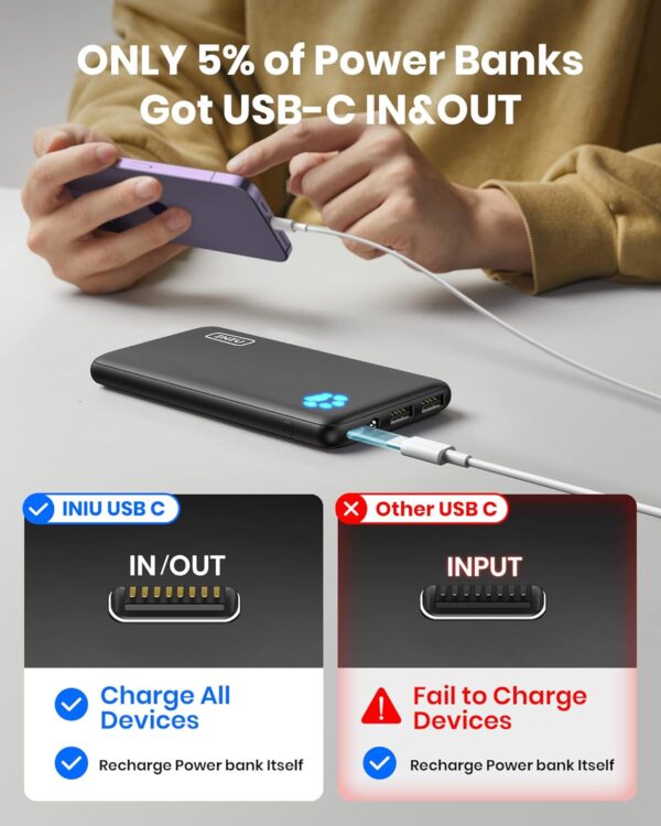 INIU Portable Charger, Slimmest 10000mAh 5V/3A Power Bank - Image 5