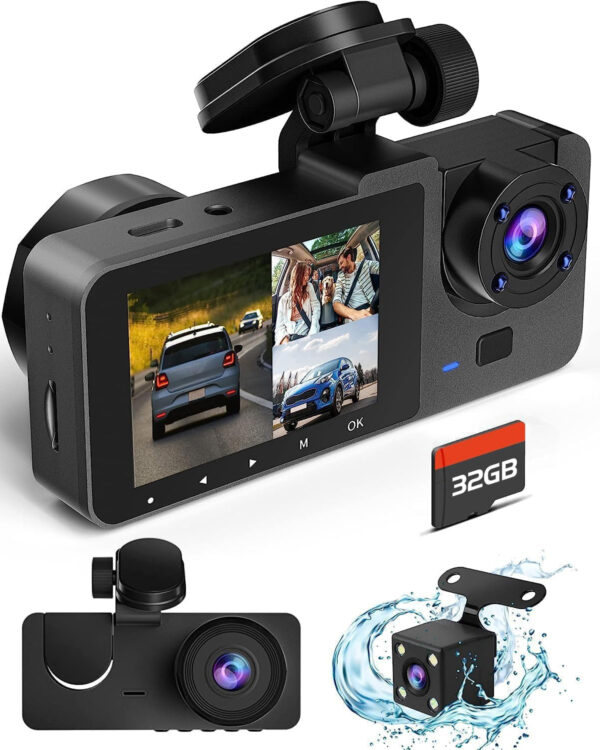 4K Dash Cam Front & Rear, Night Vision, 170° Wide, 32GB Card, Parking Mode