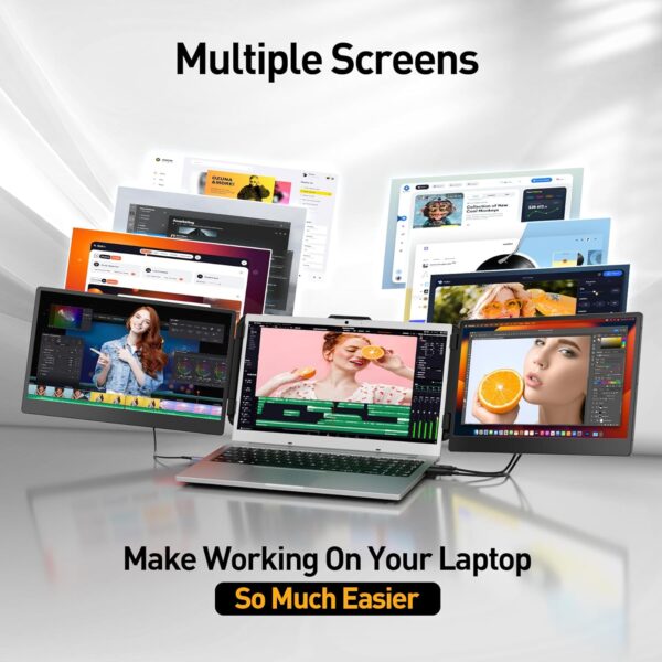 14.2" Laptop Screen Extender, Portable Triple Monitor, Full HD IPS, 13-17" Laptops - Image 4