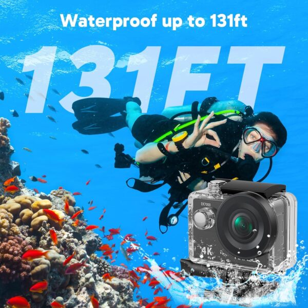 AKASO EK7000 4K Action Camera – 20MP, EIS, 131FT Waterproof, WiFi, Remote - Image 8