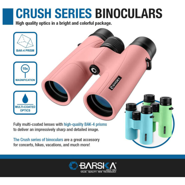 Barska Crush 10x42 Binoculars, Shockproof, Lightweight, Multi-Coated, Case - Image 6