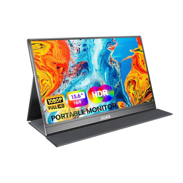 MNN 15.6" Portable Monitor FHD 1080P USB-C HDMI, Slim, HDR, Speakers, Laptop